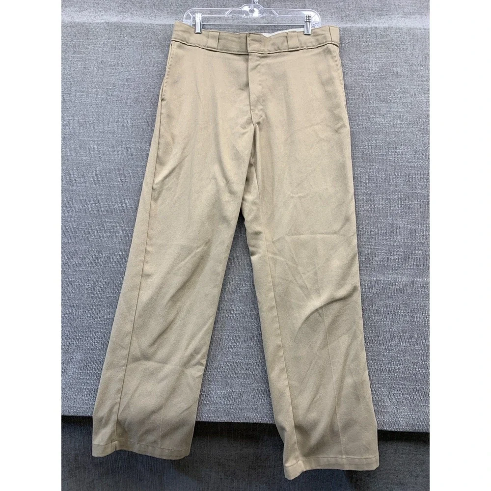 Dickies 874‎ Flex Original Fit Pants Mens 34x32 Beige Cotton Flat Front Workwear